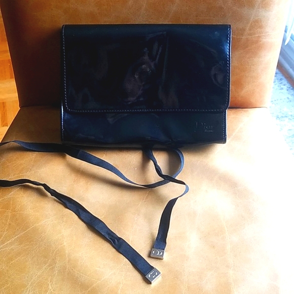 Christian Dior beauté black patent cosmetic travel clutch bag - Picture 9 of 13